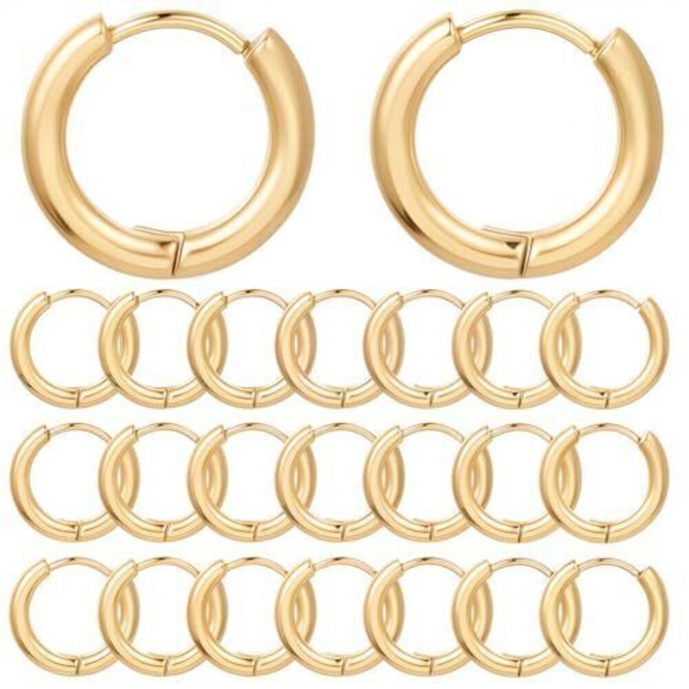 3108 1 Box 24Pcs 18K Gold Plated Hoop Earrings Huggie Earring Hooks
